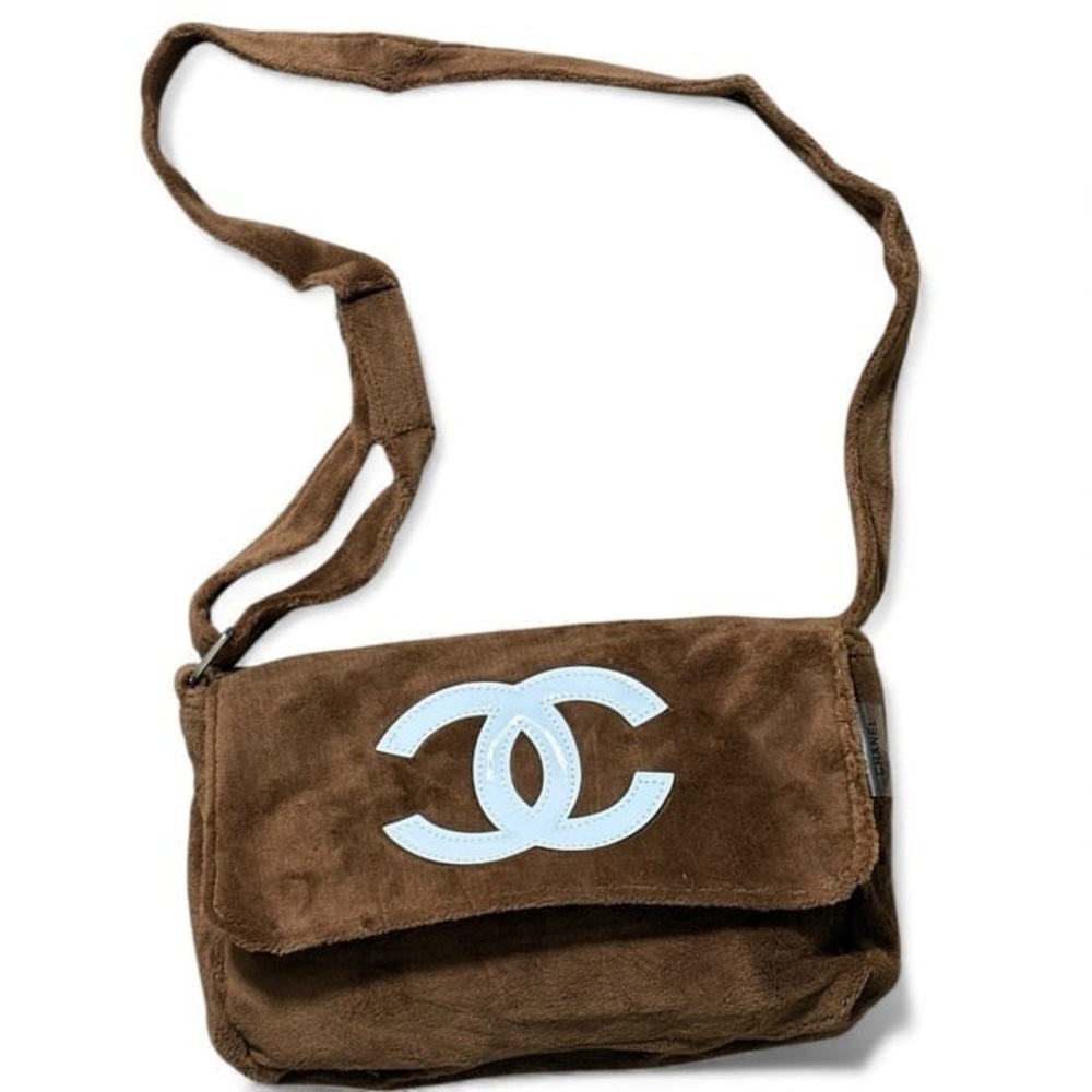 CHANEL White on Brown Precision Shoulder Bag